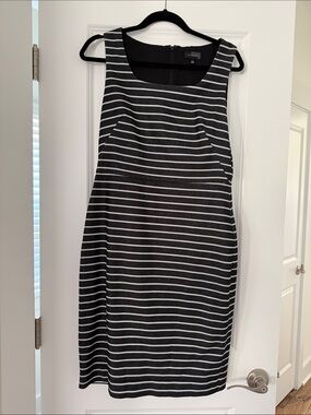 The Limited Black and White Striped Midi Sheath Dress